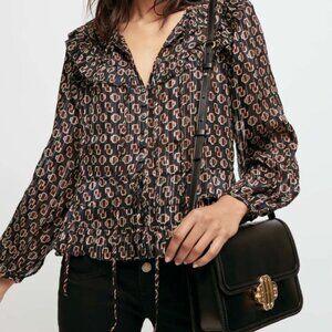 Maje Printed Lurex Chiffon Top NWT Size 1